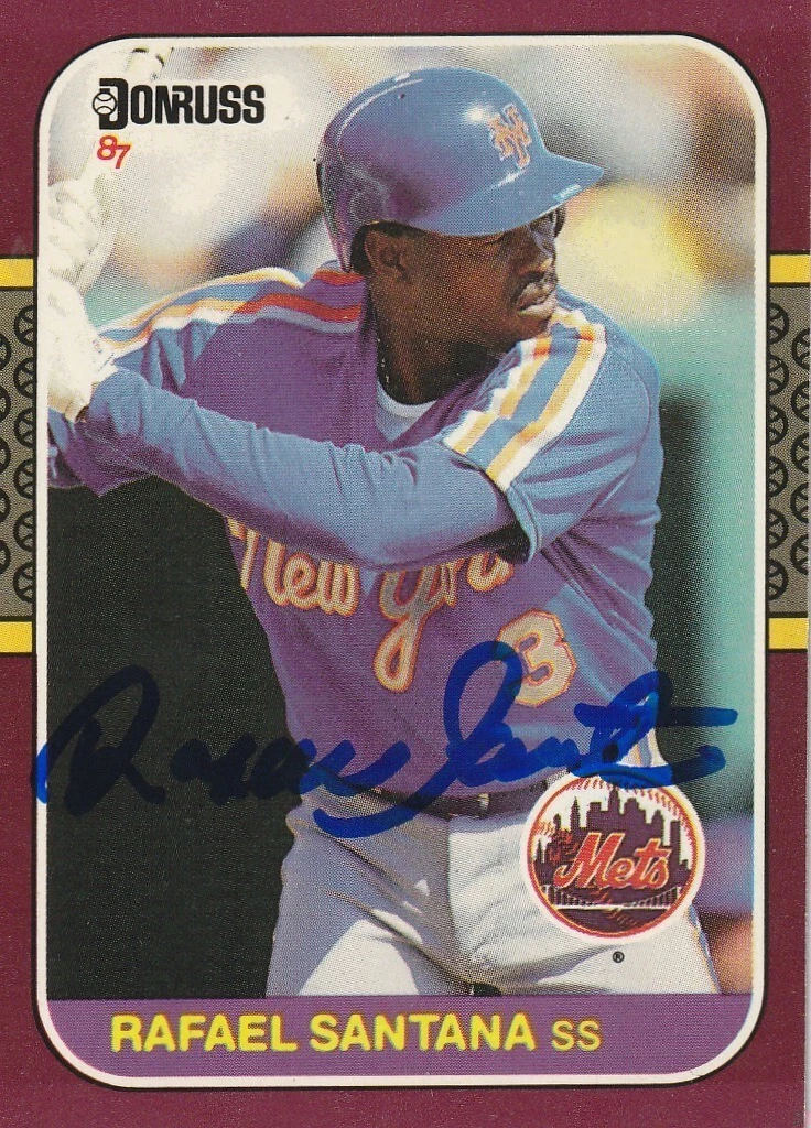 RAFAEL SANTANA NEW YORK METS  SIGNED 1987 DONRUSS OPENING DAY CARD #126
