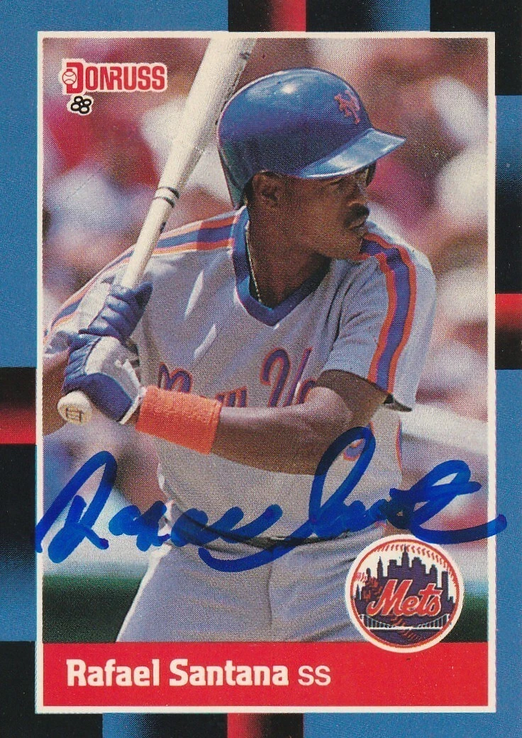 RAFAEL SANTANA NEW YORK METS  SIGNED 1988 DONRUSS CARD #633