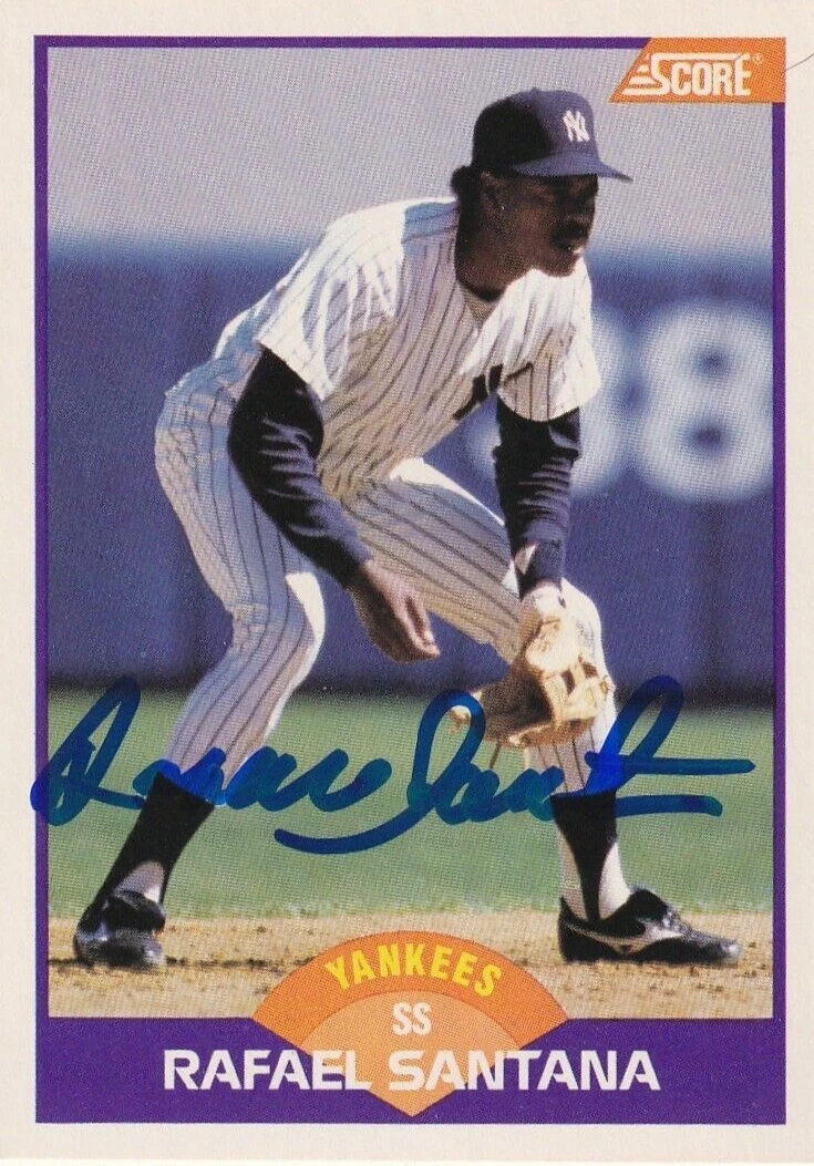RAFAEL SANTANA NEW YORK YANKEES  SIGNED 1989 SCORE CARD #296