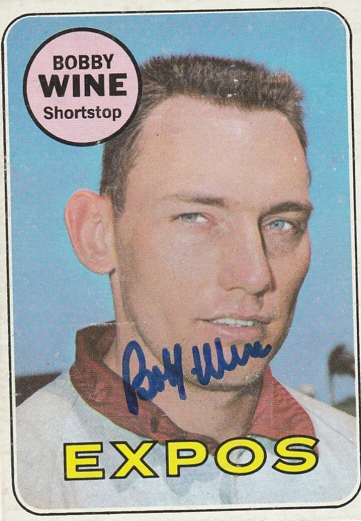 BOBBY WINE  MONTREAL EXPOS  SIGNED 1969 TOPPS CARD #648