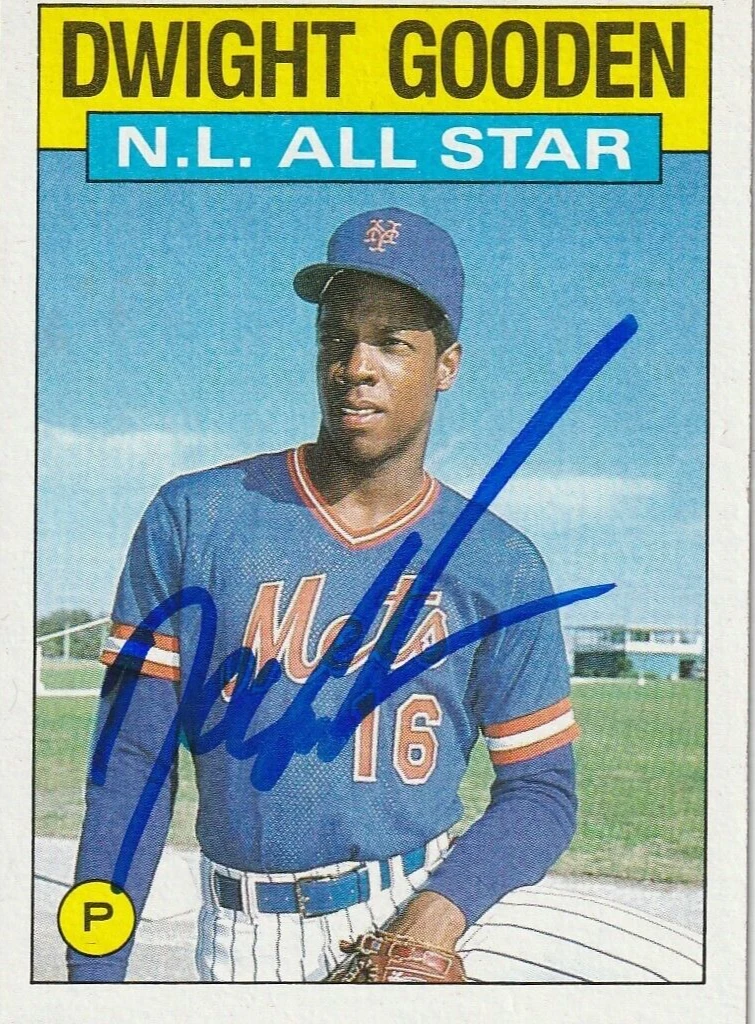 DWIGHT GOODEN NEW YORK METS  SIGNED 1986 TOPPS CARD #709