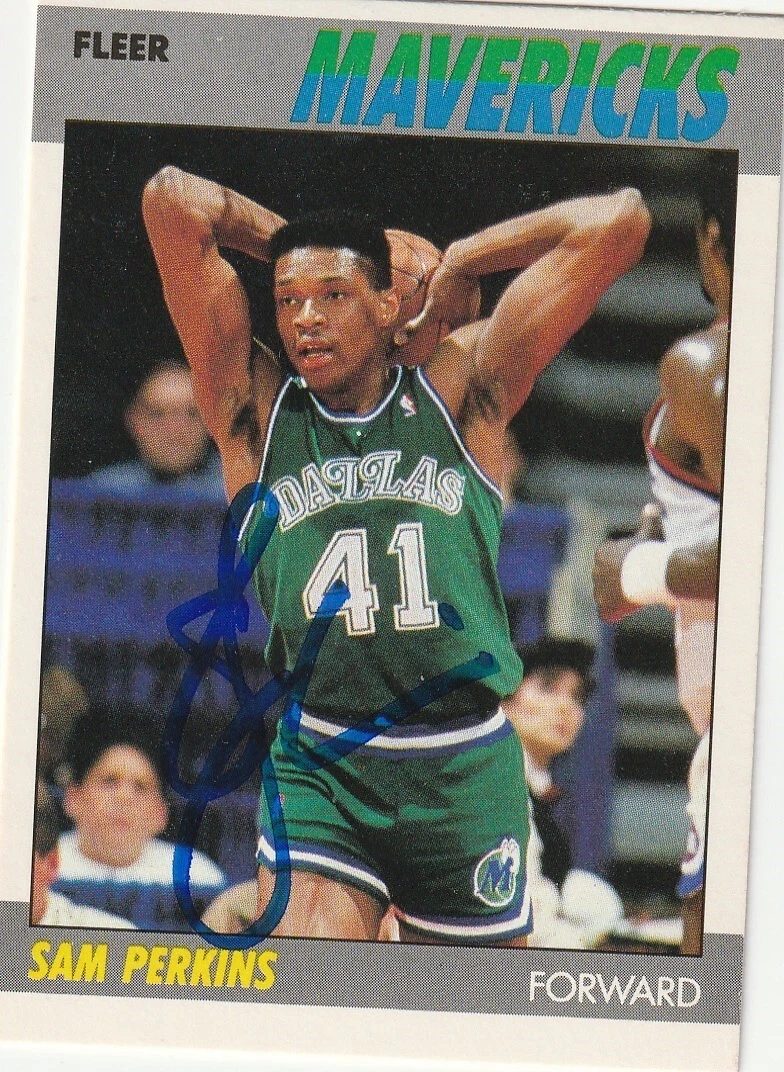 SAM PERKINS DALLAS MAVERICKS  SIGNED 1987 FLEER CARD #84