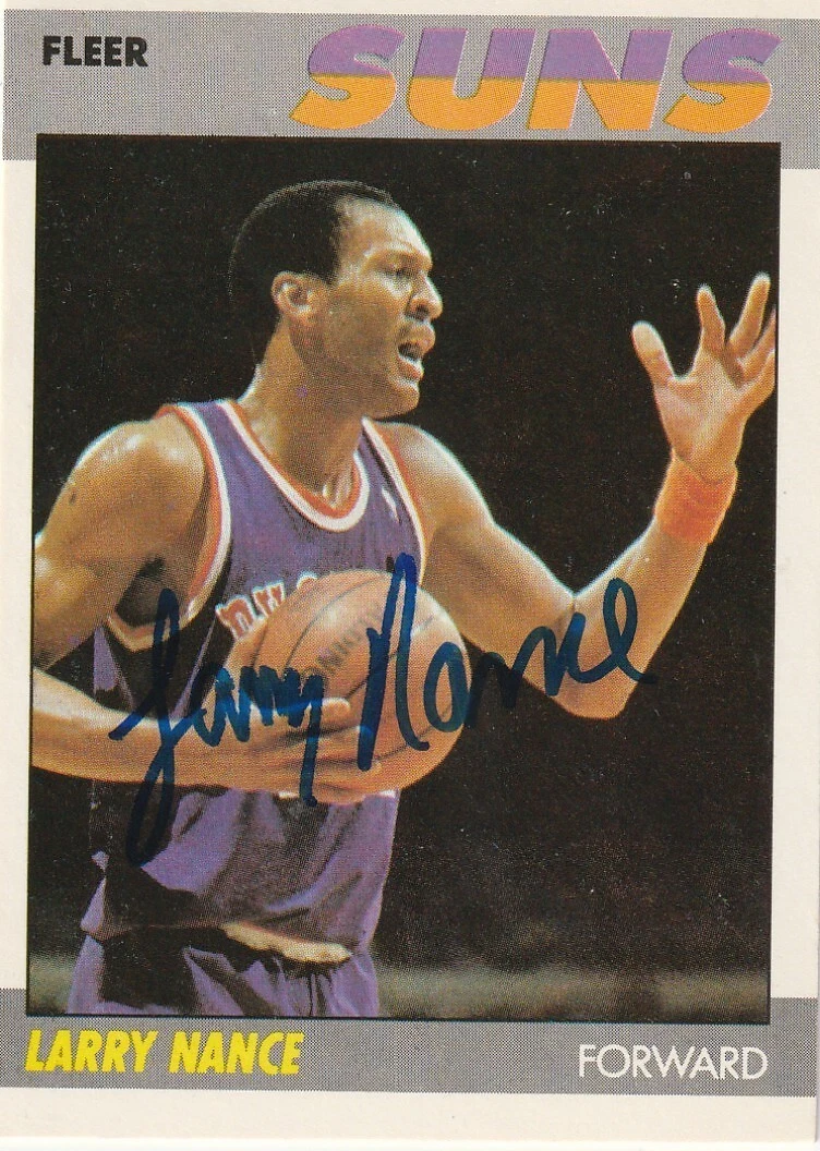 LARRY NANCE PHOENIX SUNS  SIGNED 1987 FLEER CARD #78