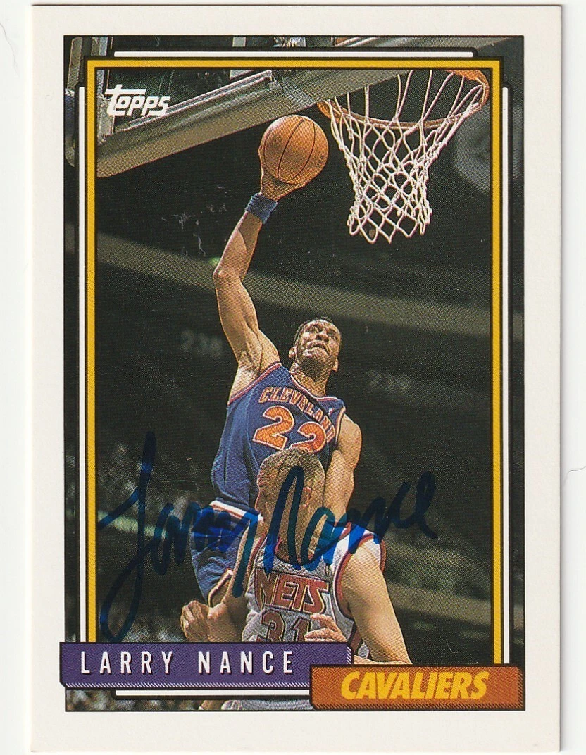 LARRY NANCE CLEVELAND CAVALIERS  SIGNED 1992 TOPPS CARD #163