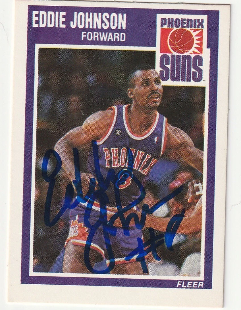 EDDIE JOHNSON PHOENIX SUNS SIGNED 1989 FLEER CARD #122