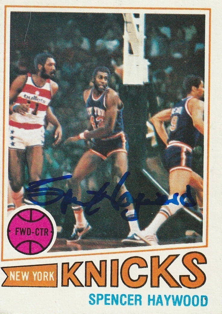 SPENCER HAYWOOD NEW YORK KNICKS  SIGNED 1977 TOPPS CARD #88