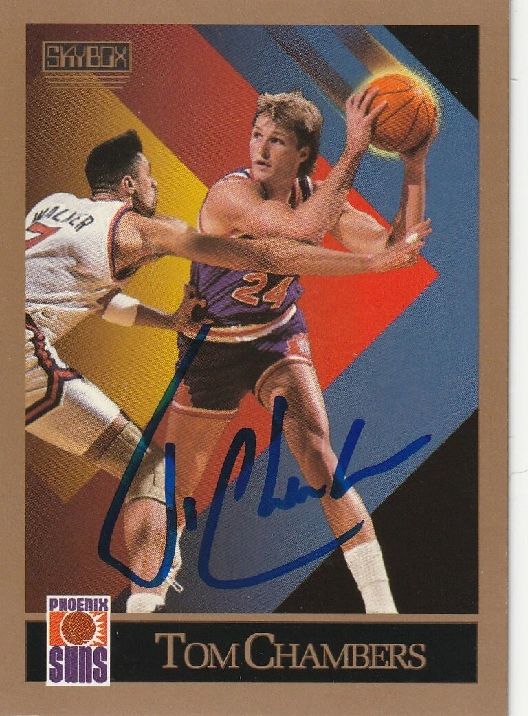 TOM CHAMBERS PHOENIX SUNS  SIGNED 1990 SKYBOX CARD #220