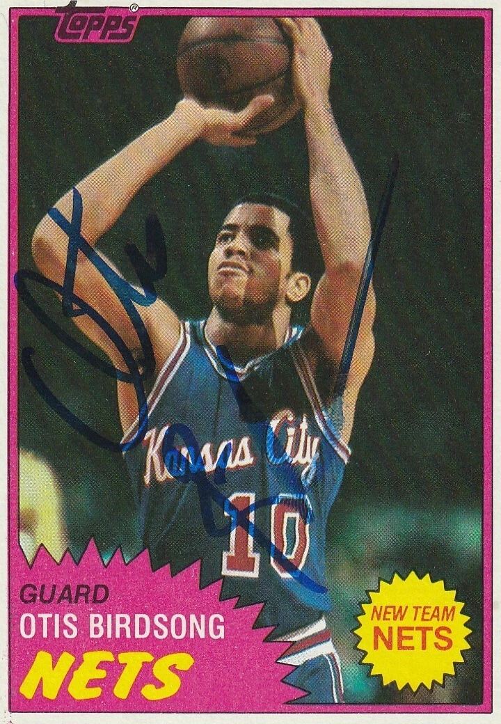 OTIS BIRDSONG NEW JERSEY NETS  SIGNED 1981 TOPPS CARD #17