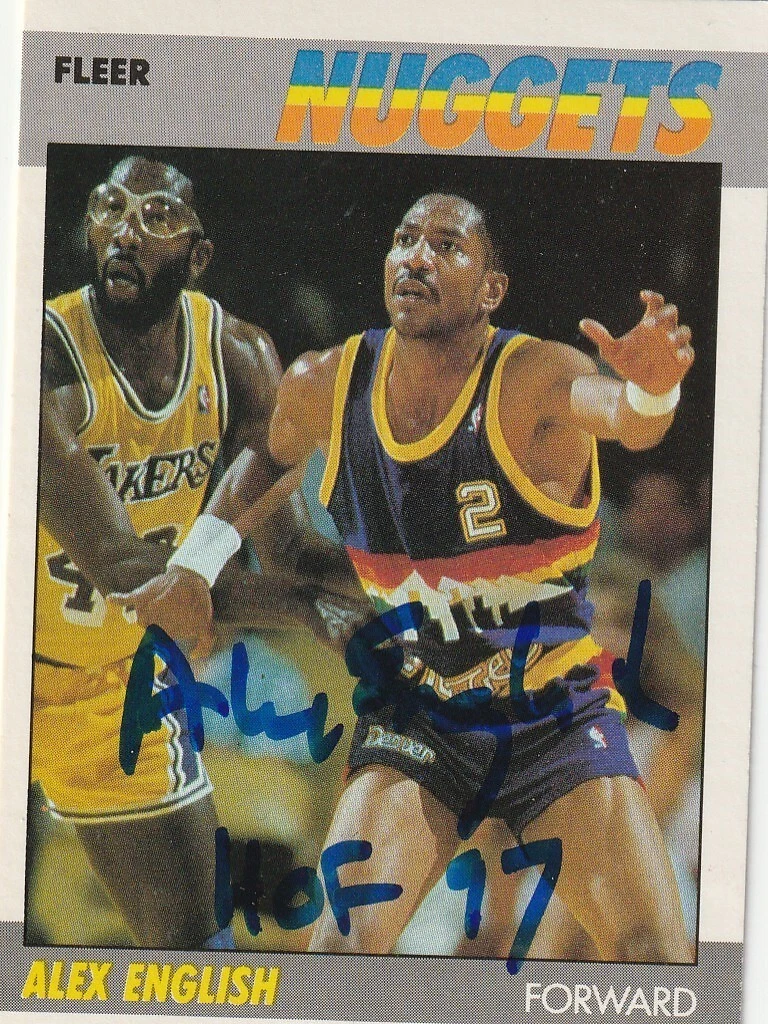 ALEX ENGLISH DENVER NUGGETS  SIGNED 1987 FLEER CARD #34
