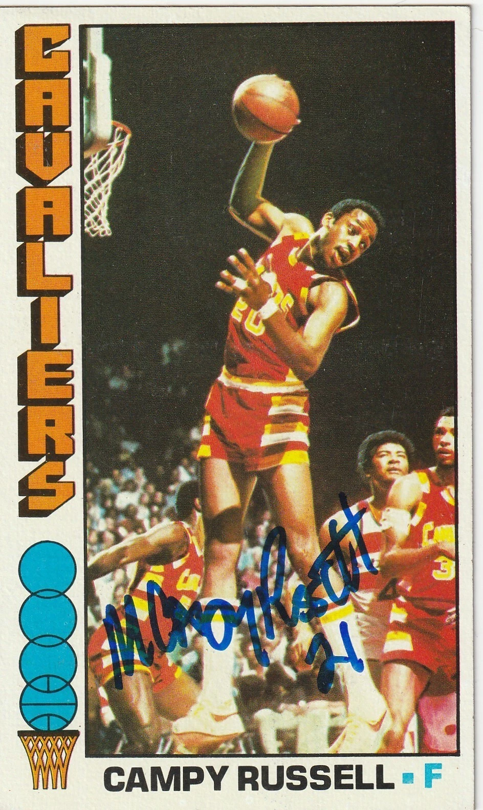 CAMPY RUSSELL  CLEVELAND CAVALIERS  SIGNED 1976 TOPPS CARD #23