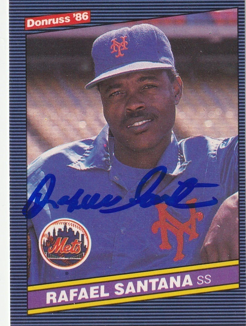 RAFAEL SANTANA NEW YORK METS  SIGNED 1986 DONRUSS CARD #319
