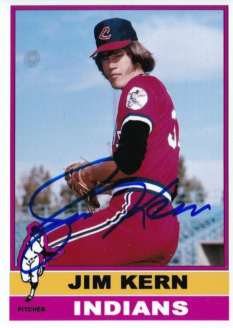 JIM KERN  CLEVELAND INDIANS  SIGNED 1976  STYLE CUSTOM CARD