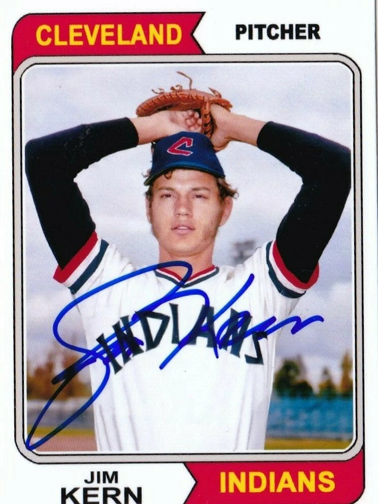 JIM KERN  CLEVELAND INDIANS  SIGNED 1974  STYLE CUSTOM CARD