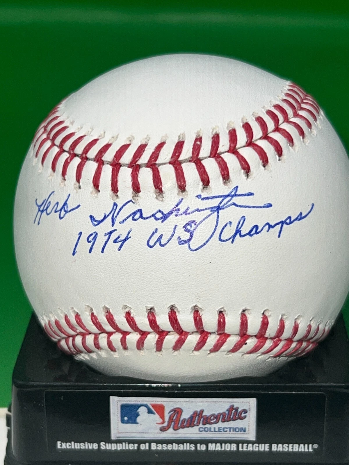 HERB WASHINGTON  OAKLAND A'S  1974 WS CHAMPS   SIGNED OML BASEBALL