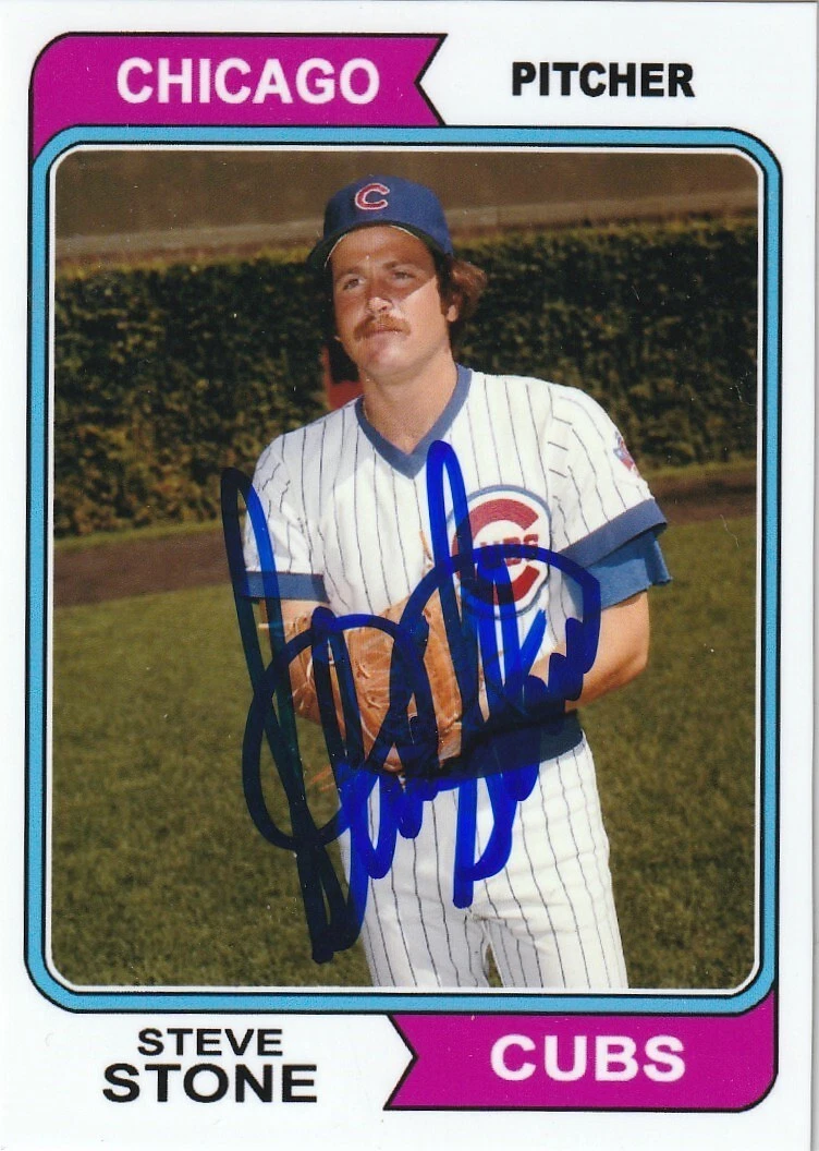 STEVE STONE CHICAGO CUBS  SIGNED 1974 STYLE CUSTOM CARD