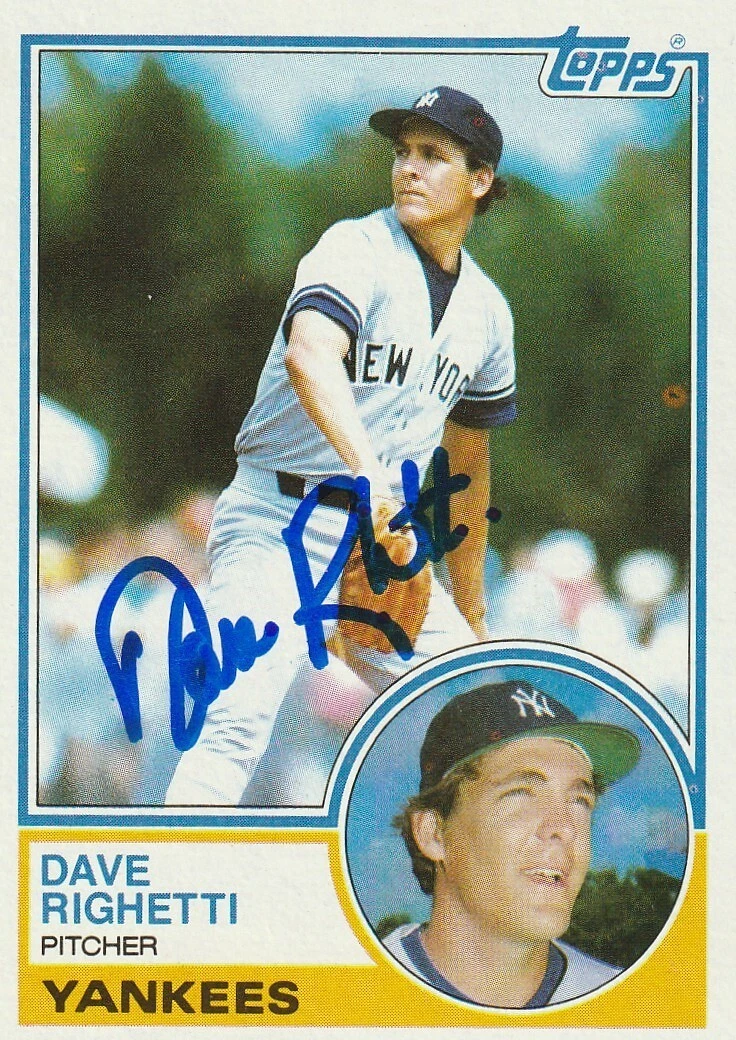 DAVE RIGHETTI NEW YORK YANKEES  SIGNED 1983 TOPPS CARD #176