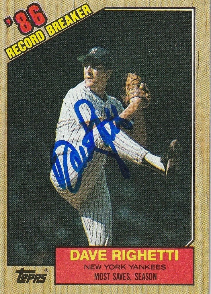 DAVE RIGHETTI NEW YORK YANKEES  SIGNED 1987 TOPPS CARD #5