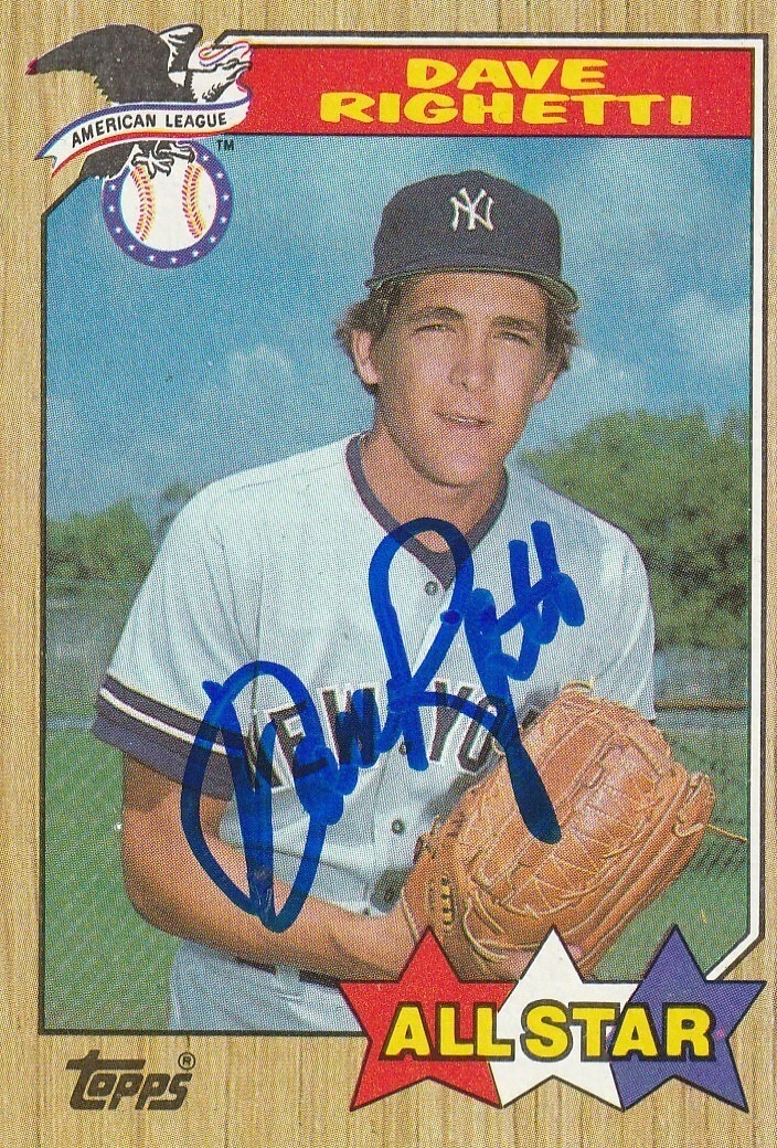 DAVE RIGHETTI NEW YORK YANKEES  SIGNED 1987 TOPPS CARD #616