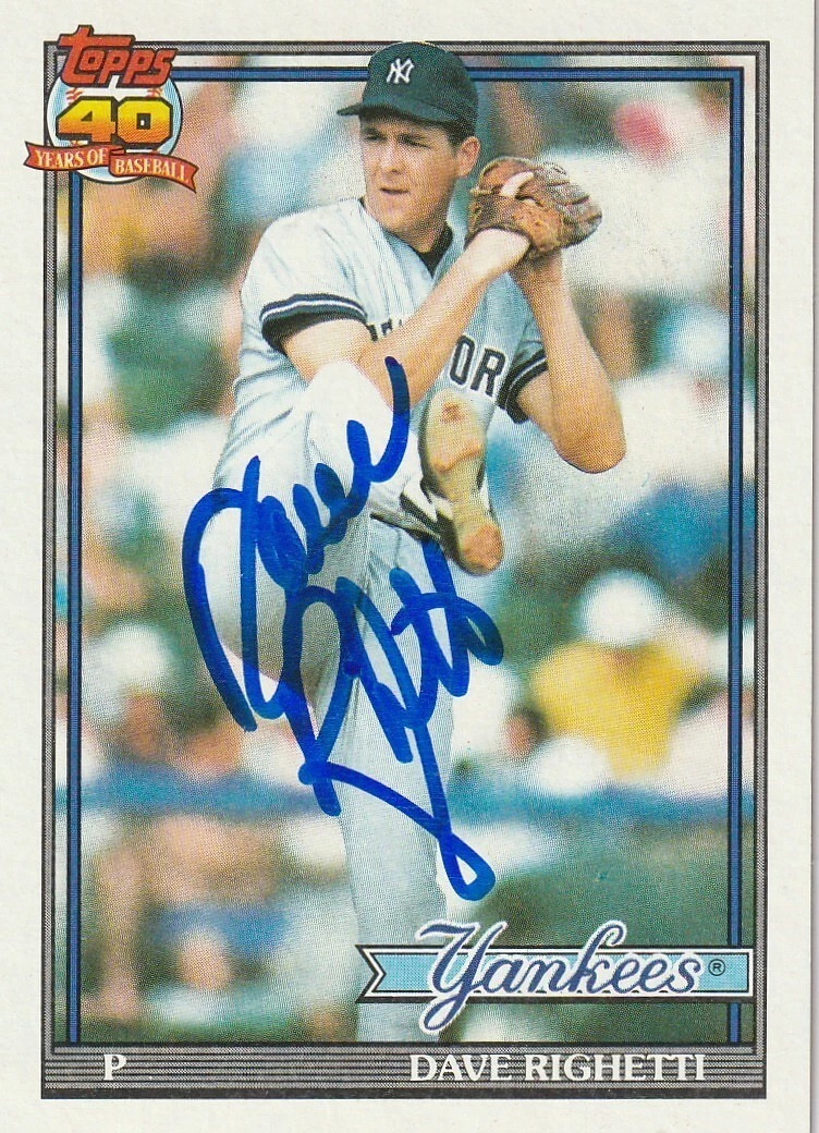 DAVE RIGHETTI NEW YORK YANKEES  SIGNED 1991 TOPPS CARD #410