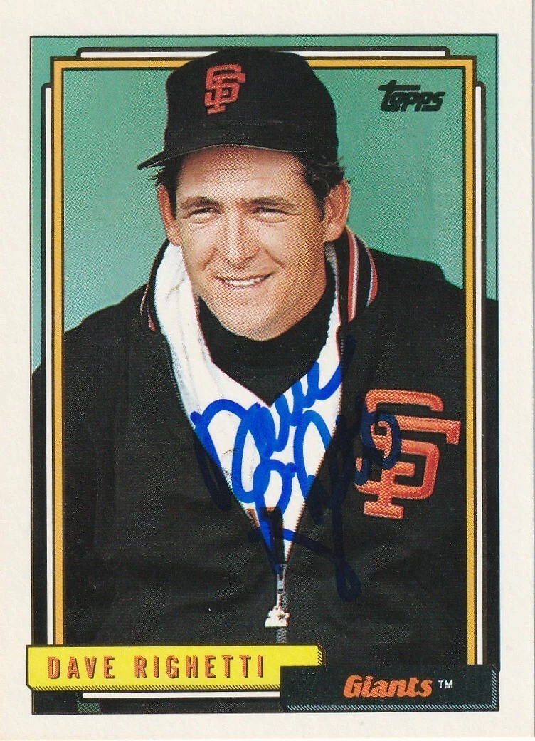 DAVE RIGHETTI SAN FRANCISCO GIANTS  SIGNED 1992 TOPPS CARD #35