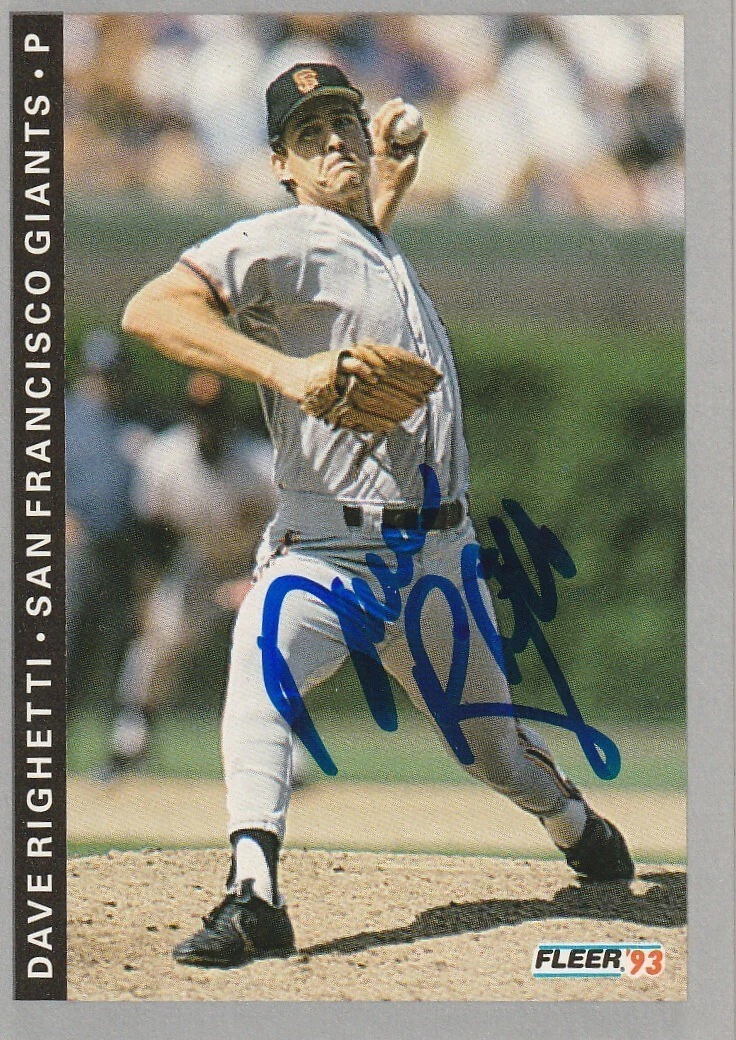 DAVE RIGHETTI SAN FRANCISCO GIANTS  SIGNED 1993 FLEER CARD #537