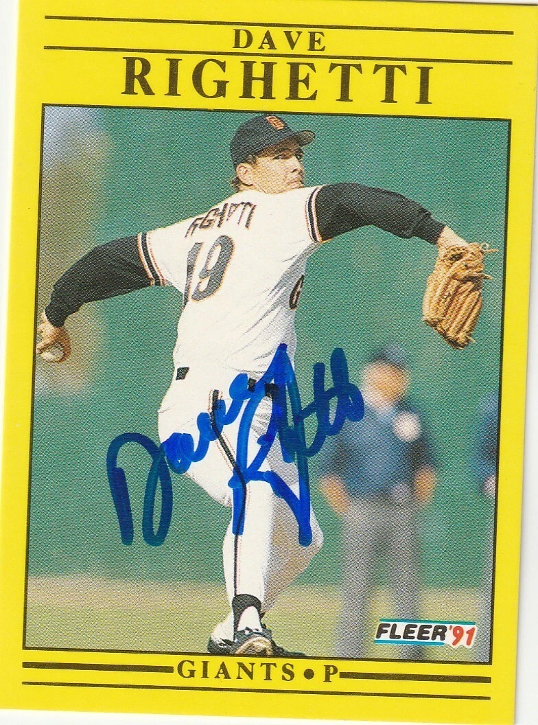 DAVE RIGHETTI SAN FRANCISCO GIANTS  SIGNED 1991 FLEER UPDATE CARD #U-131