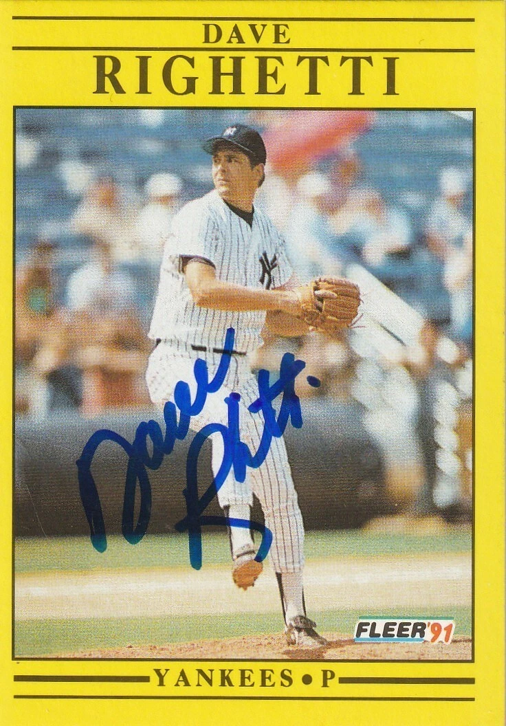 DAVE RIGHETTI NEW YORK YANKEES  SIGNED 1991 FLEER CARD #677