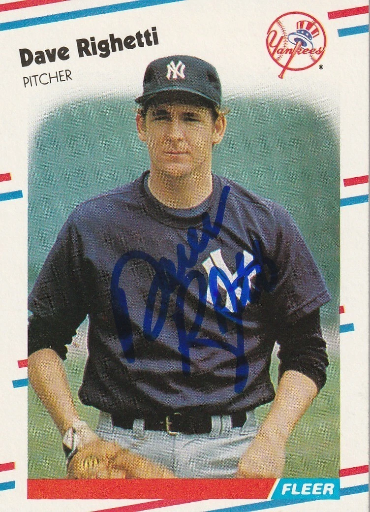 DAVE RIGHETTI NEW YORK YANKEES  SIGNED 1988 FLEER CARD #220