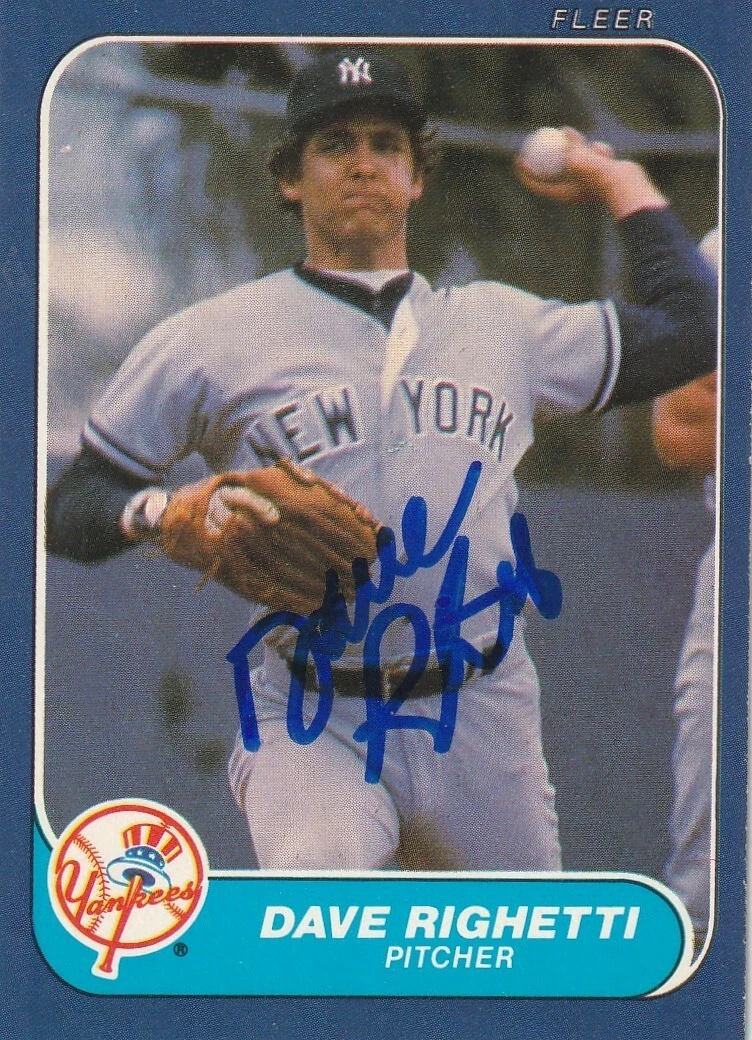DAVE RIGHETTI NEW YORK YANKEES  SIGNED 1986 FLEER CARD #116