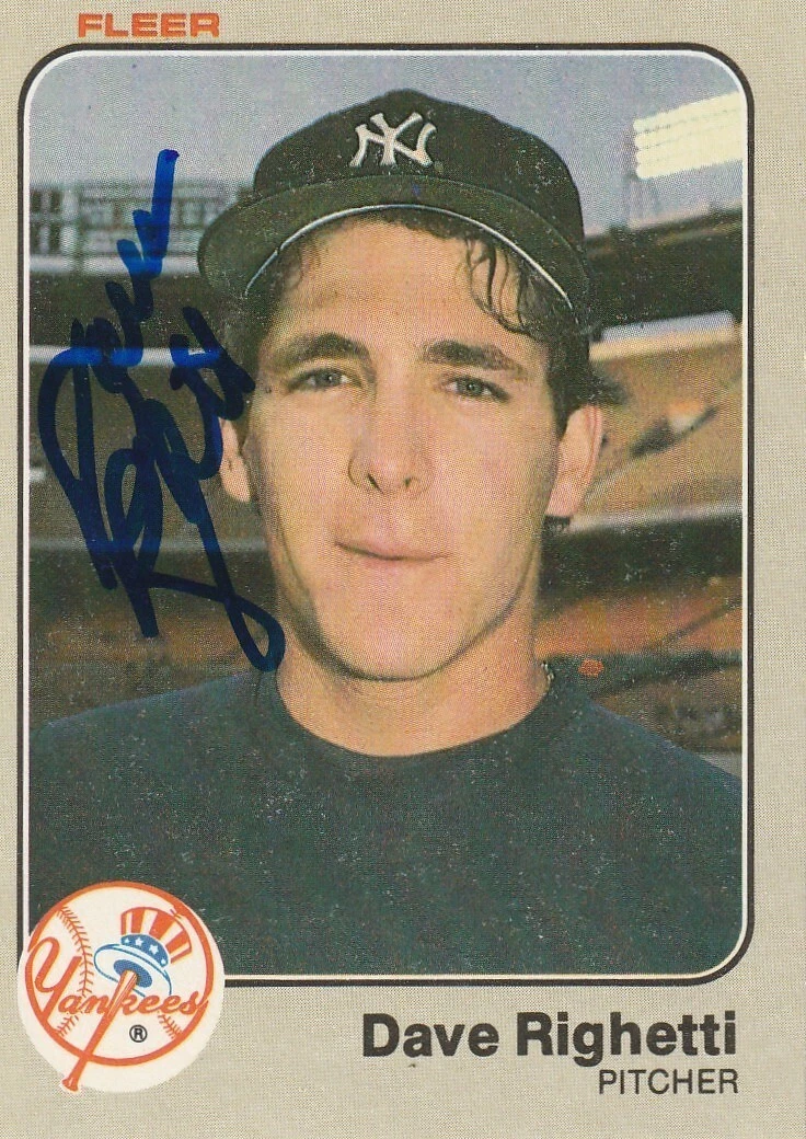 DAVE RIGHETTI NEW YORK YANKEES  SIGNED 1983 FLEER CARD #395