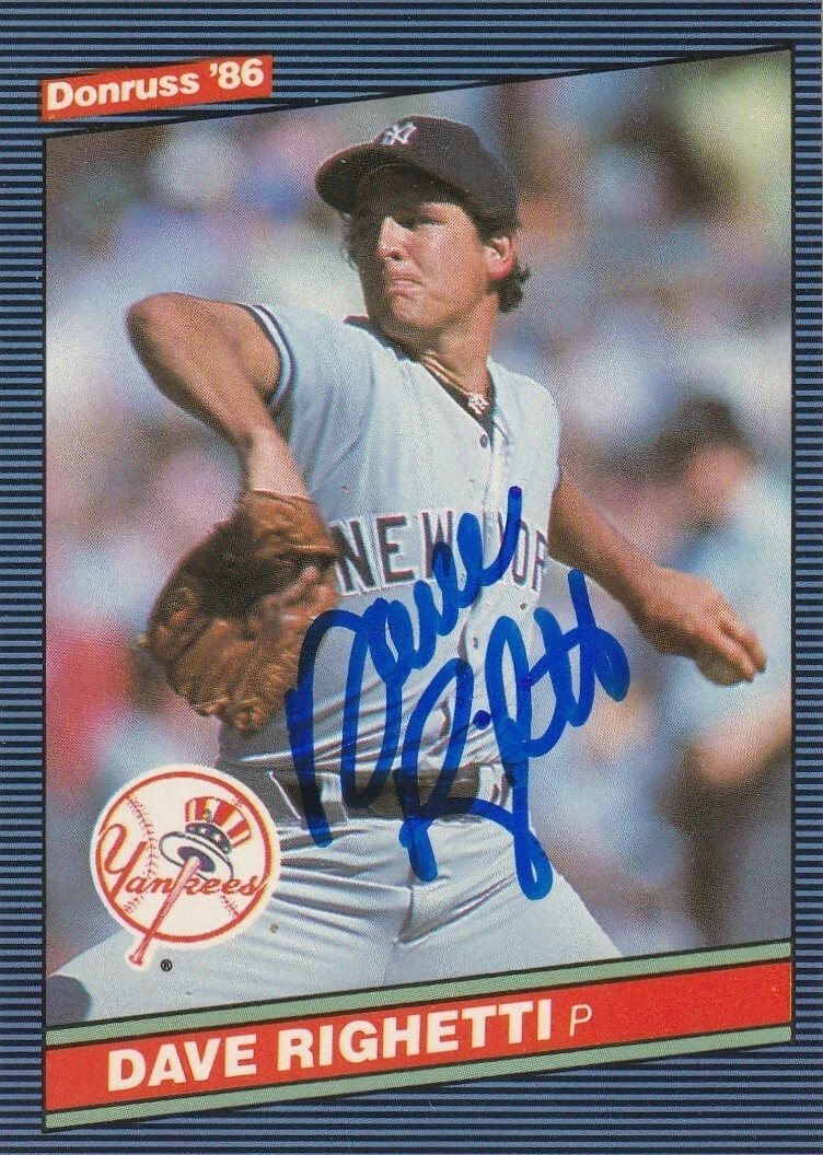 DAVE RIGHETTI NEW YORK YANKEES  SIGNED 1986 DONRUSS CARD #214