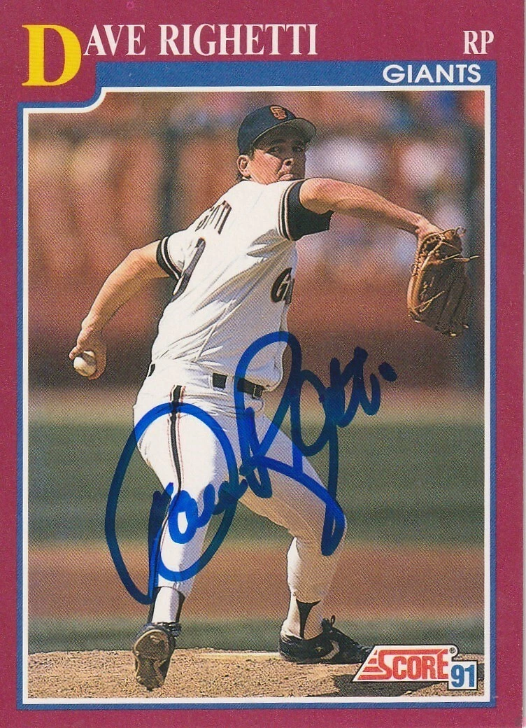 DAVE RIGHETTI SAN FRANCISCO GIANTS  SIGNED 1991 SCORE TRADED CARD #53T
