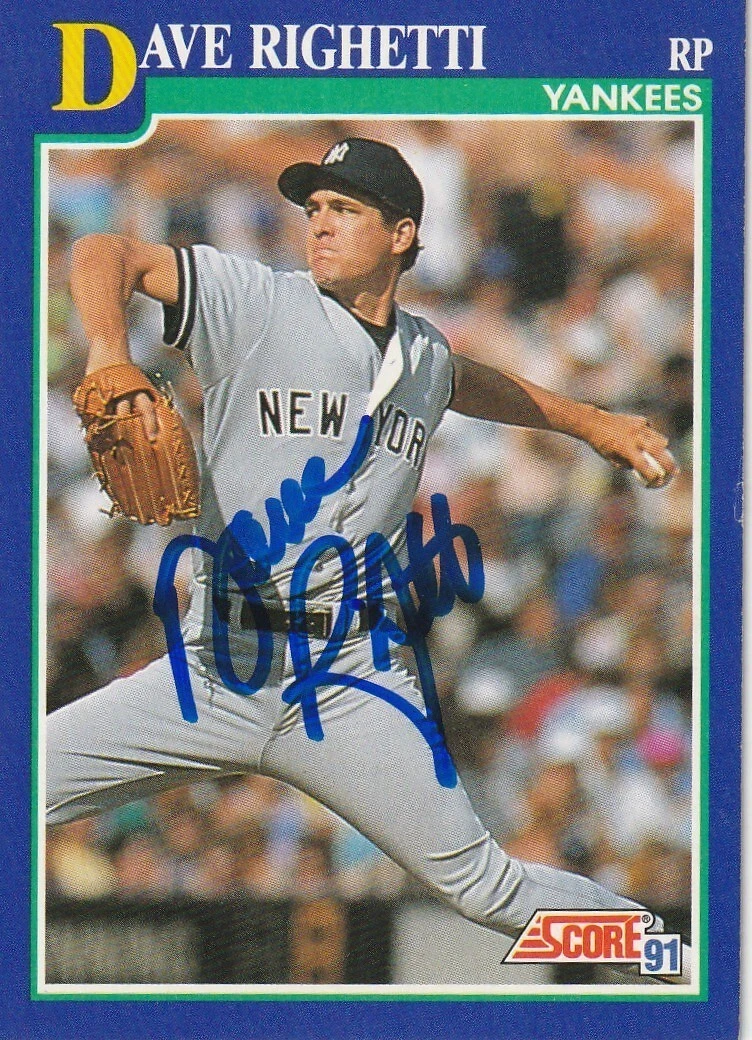 DAVE RIGHETTI NEW YORK YANKEES  SIGNED 1991 SCORE CARD #24