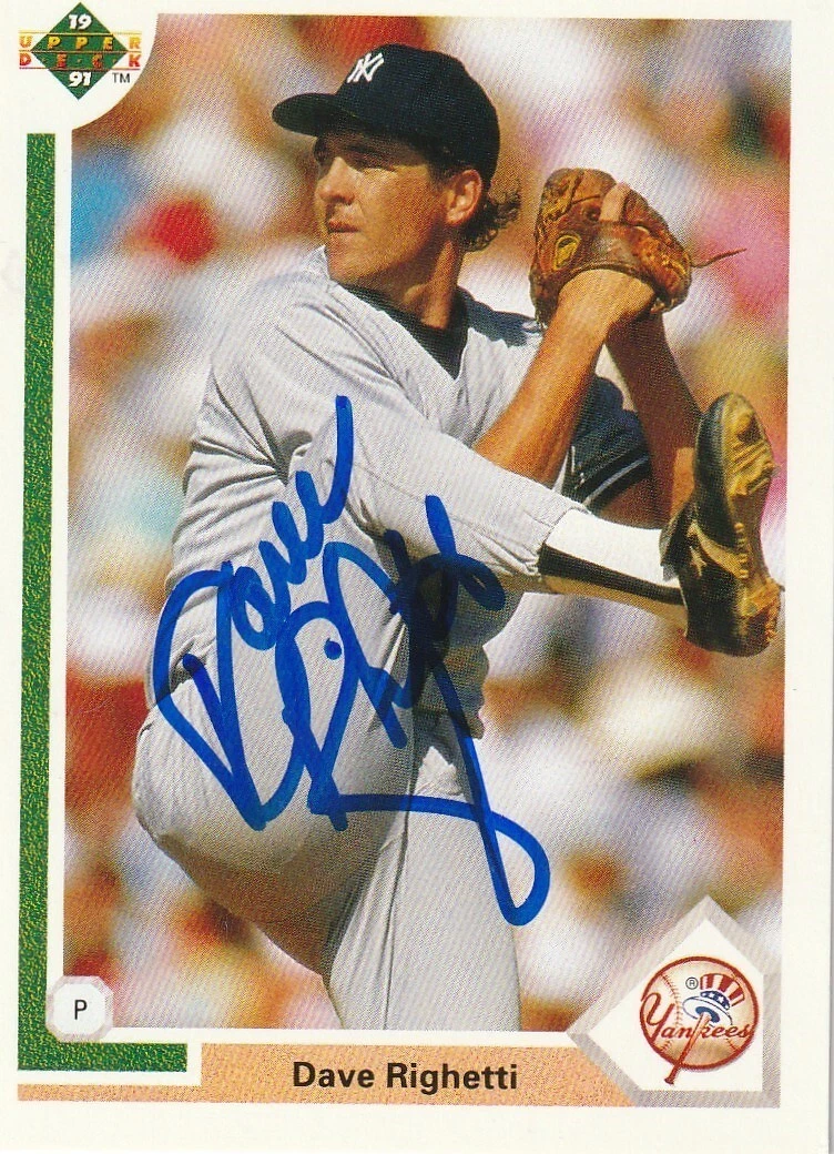 DAVE RIGHETTI NEW YORK YANKEES  SIGNED 1991 UPPER DECK CARD #448