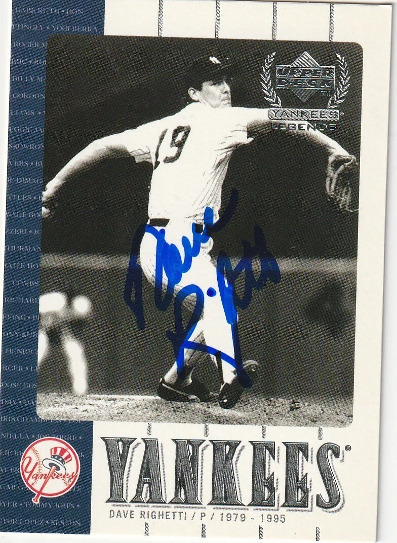 DAVE RIGHETTI NEW YORK YANKEES  SIGNED 2000 UPPER DECK LEGENDS CARD #46
