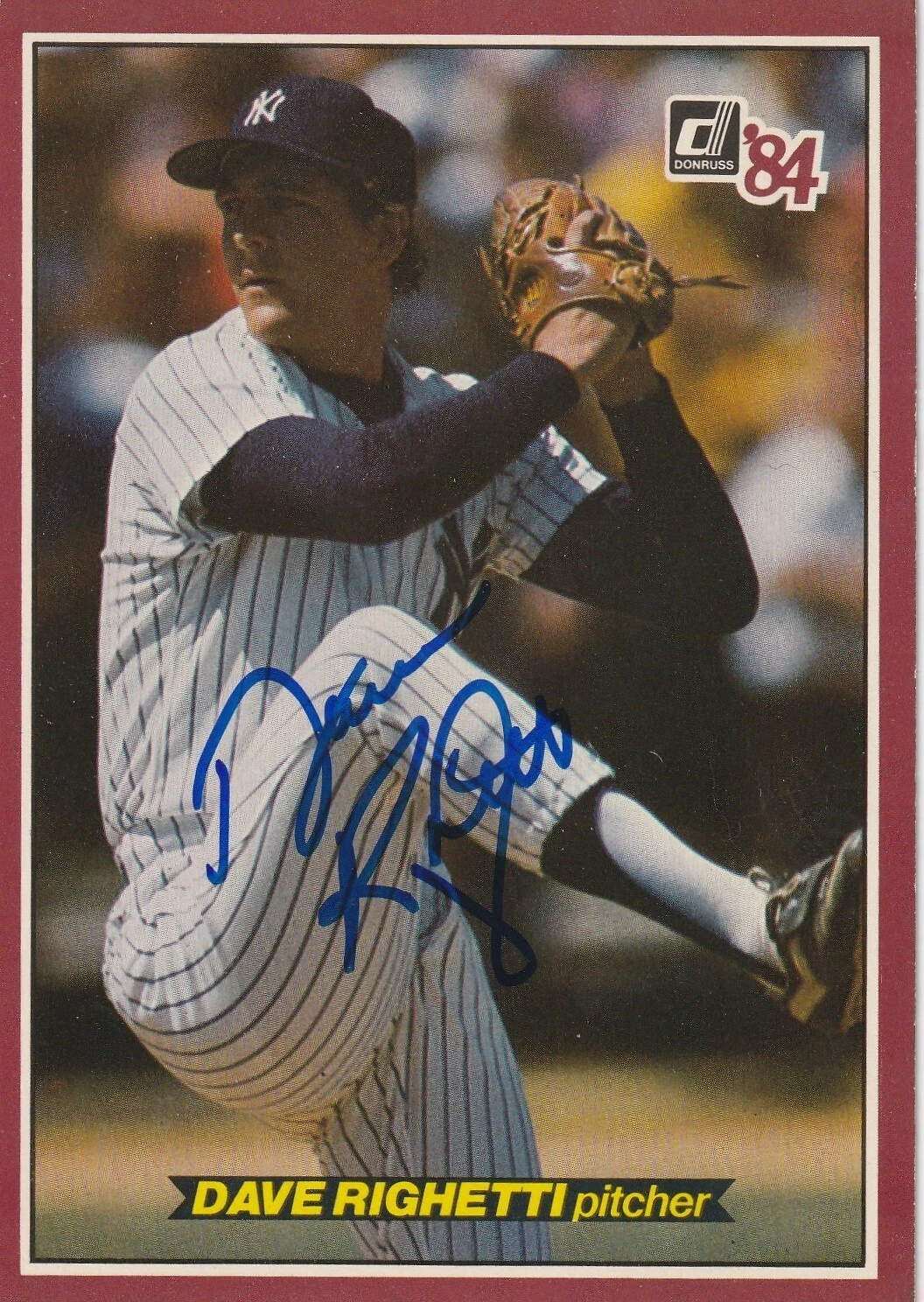 DAVE RIGHETTI NEW YORK YANKEES  SIGNED 1984 DONRUSS ACTION ALL STARS CARD #59