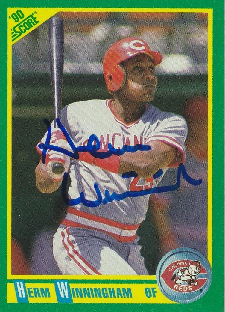 HERM WINNINGHAM  CINCINNATI REDS SIGNED 1990 SCORE CARD #38