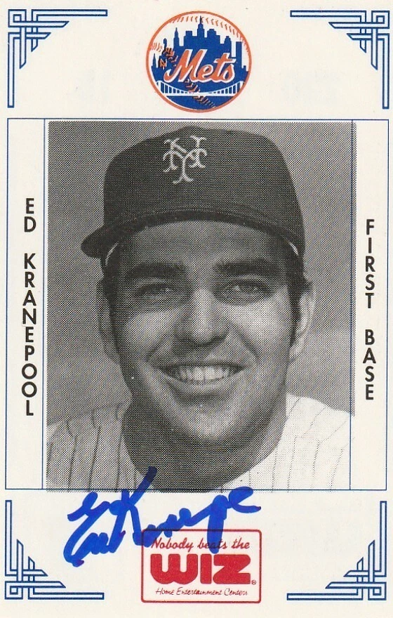 ED KRANEPOOL NEW YORK METS SIGNED 1991 METS WIZ CARD #220