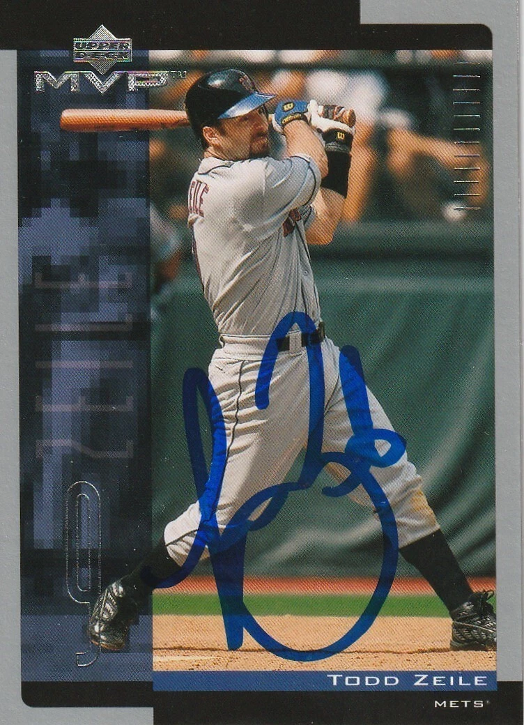 TODD ZEILE NEW YORK METS SIGNED 2001 UPPER DECK MVP CARD #266