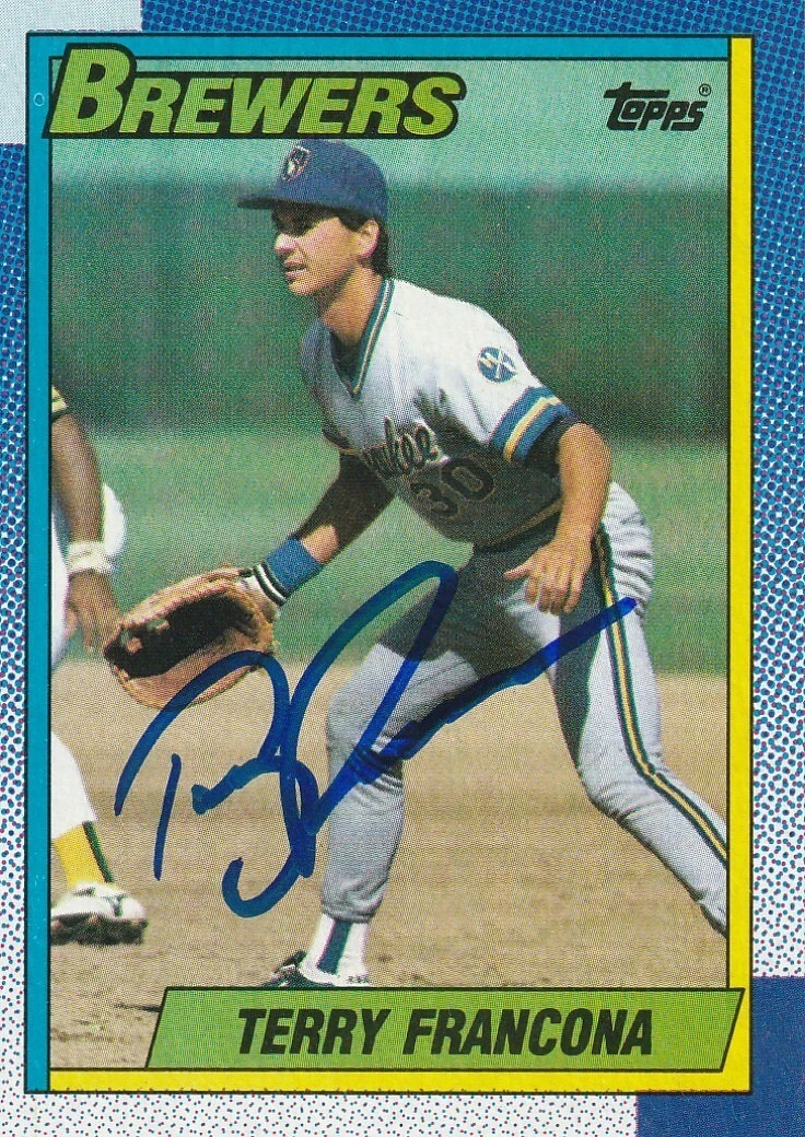 TERRY FRANCONA MILWAUKEE BREWERS SIGNED 1990 TOPPS CARD #214