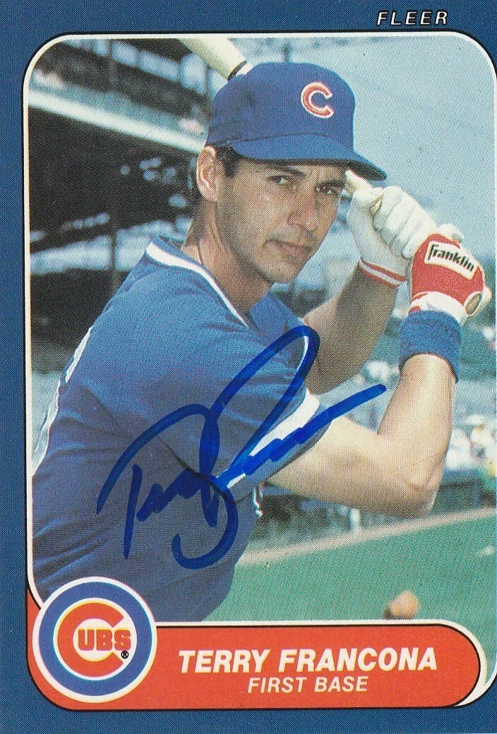 TERRY FRANCONA CHICAGO CUBS  SIGNED 1986 FLEER UPDATE CARD #U-43