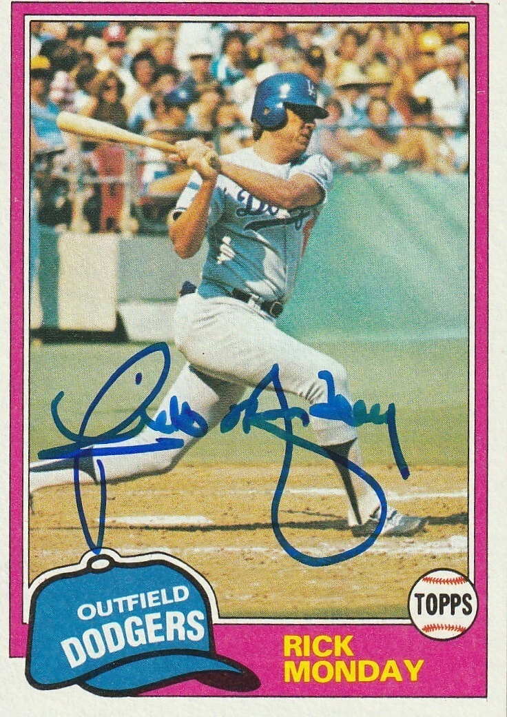 RICK MONDAY LOS  ANGELES DODGERS  SIGNED 1981 TOPPS CARD #728