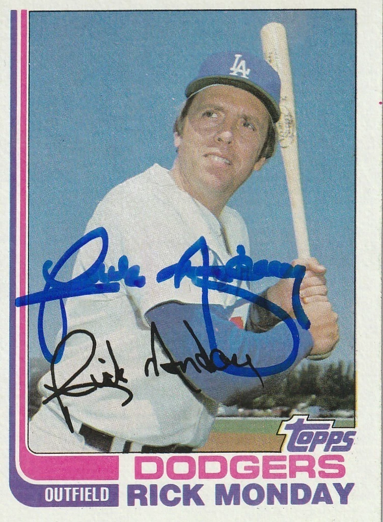 RICK MONDAY LOS ANGELES DODGERS  SIGNED 1982 TOPPS CARD #577