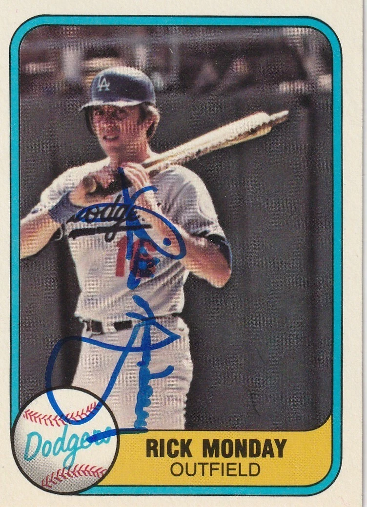 RICK MONDAY LOS ANGELES DODGERS  SIGNED 1981 FLEER CARD #122