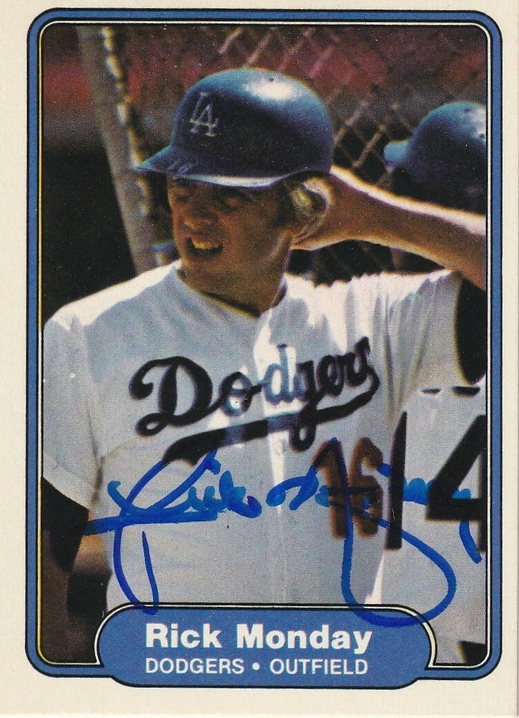 RICK MONDAY LOS ANGELES DODGERS  SIGNED 1982 FLEER CARD #15