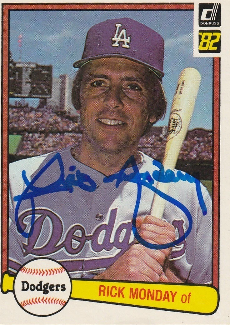 RICK MONDAY LOS ANGELES DODGERS  SIGNED 1982 DONRUSS CARD #514