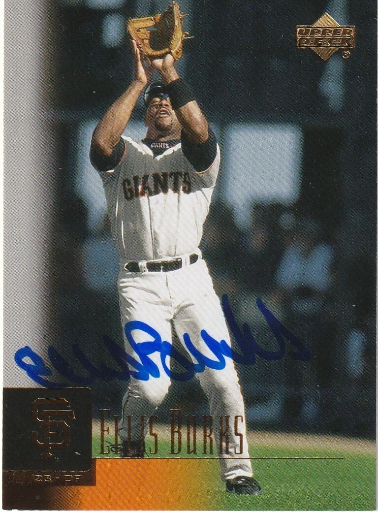 ELLIS BURKS SAN FRANCISCO GIANTS SIGNED 2001 UPPER DECK CARD #205