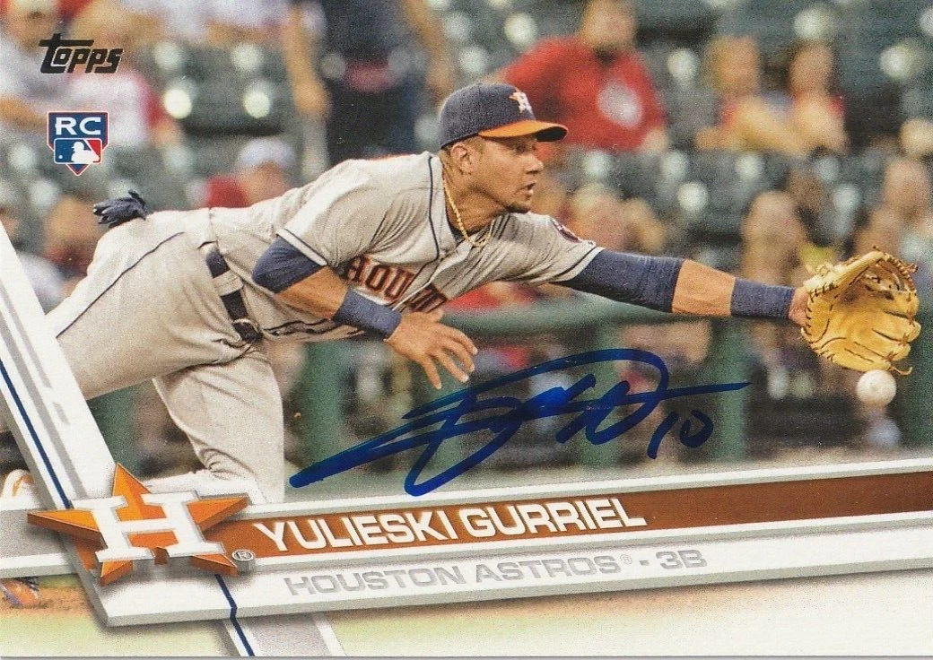 YULIESKI GURRIEL HOUSTON ASTROS SIGNED 2017 TOPPS CARD #299