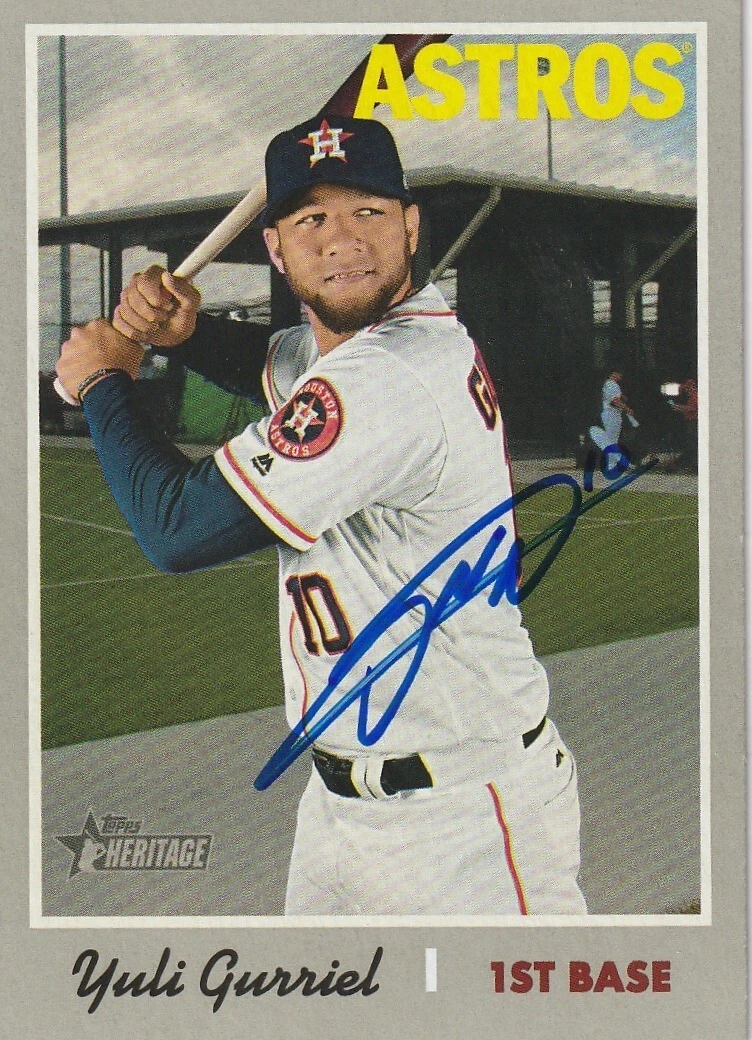 YULIESKI GURRIEL HOUSTON ASTROS SIGNED 2019 TOPPS HERITAGE CARD #382