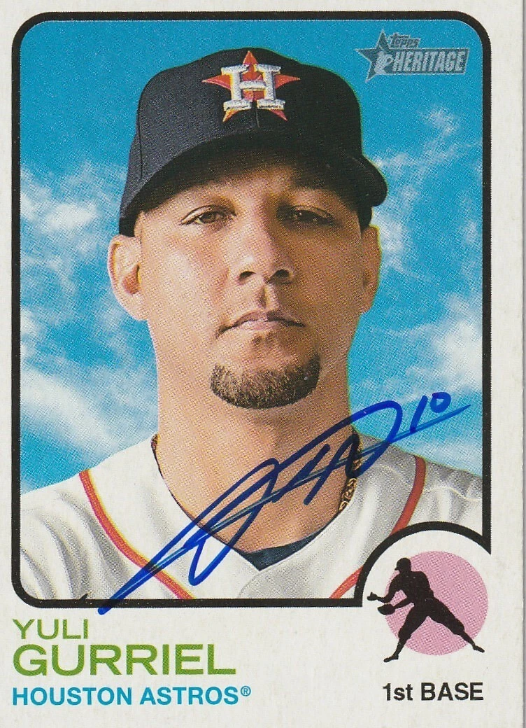 YULIESKI GURRIEL HOUSTON ASTROS SIGNED 2022 TOPPS HERITAGE CARD #145